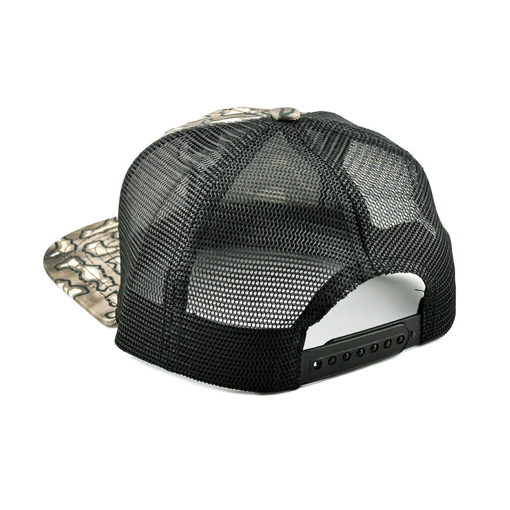 Arid Exile Camo™/Black Mesh Flatbill Snap Back Hat – Hiden