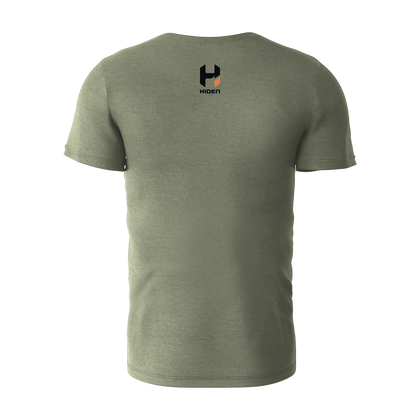 Hiden Exile Camo Logo Olive T-Shirt 50/50 Blend