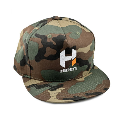 Hiden Solid Woodland Camo Snap Back Flat Bill Hat