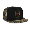 Hiden Woods Camo Black Olive Foam Flatbill Snapback Hat