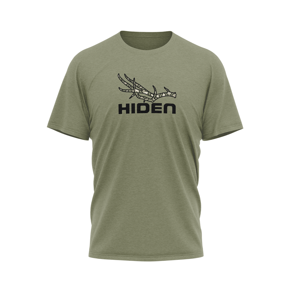 Hiden "As They Lay" Camo Horn Olive T-Shirt 50/50 Blend