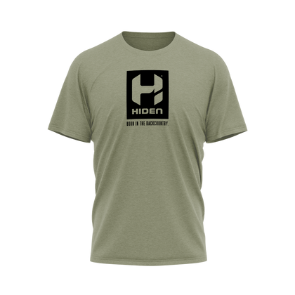 Hiden Boxed Logo Olive T-Shirt 50/50 Blend