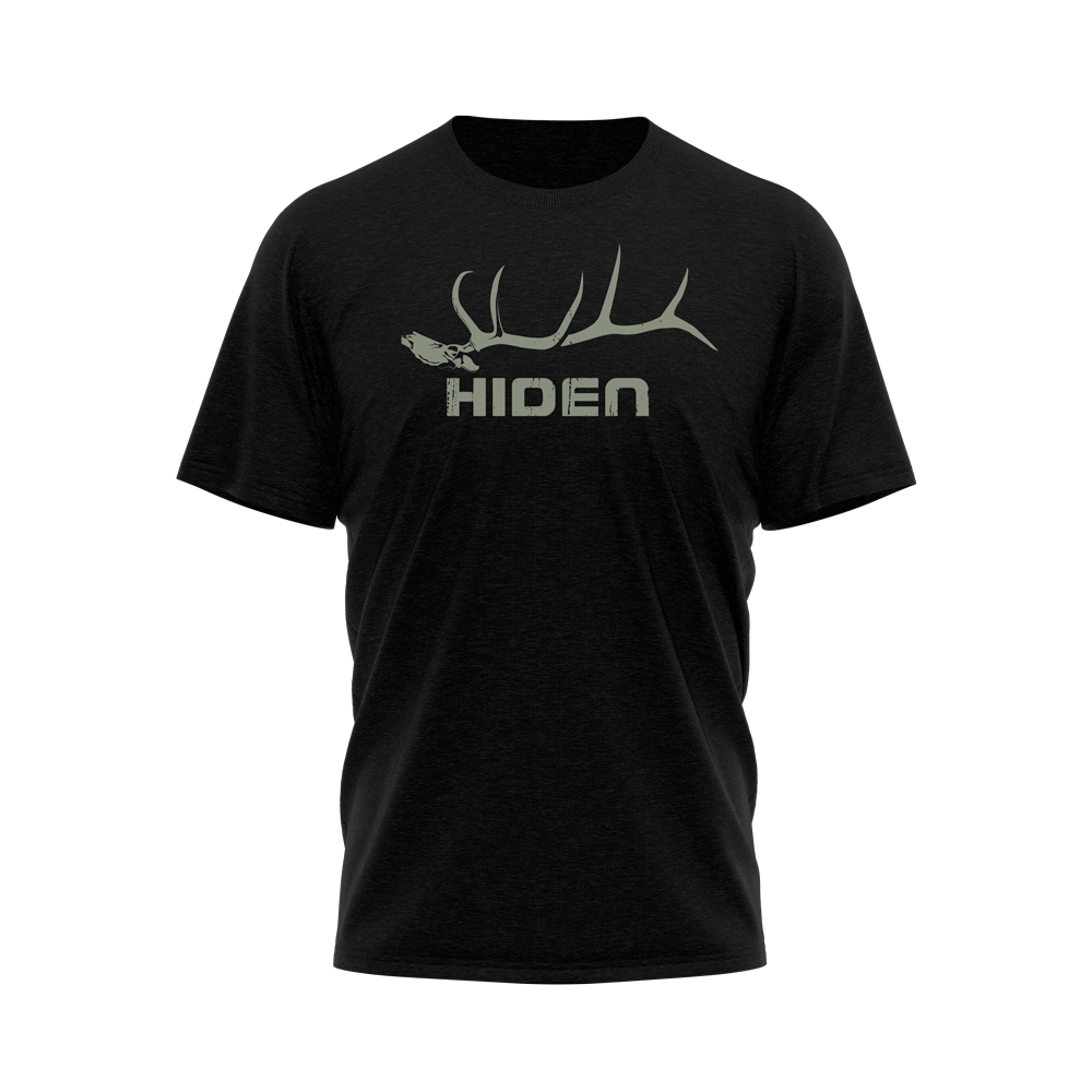 Hiden Elk Skull Black T-Shirt 50/50 Blend