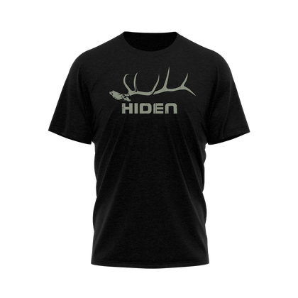 Hiden Elk Skull Black T-Shirt 50/50 Blend