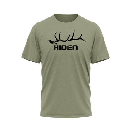 Hiden Elk Skull Olive T-Shirt 50/50 Blend