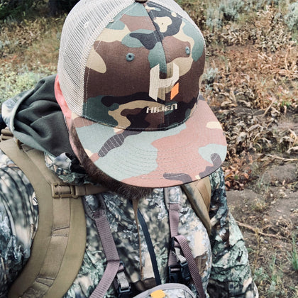 Hiden Coyote/Woodland Camo Snap Back Flat Bill Hat