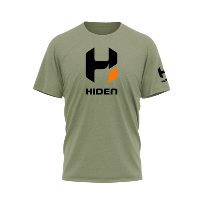 Hiden Olive Black Logo 50/50 Blend T-Shirt