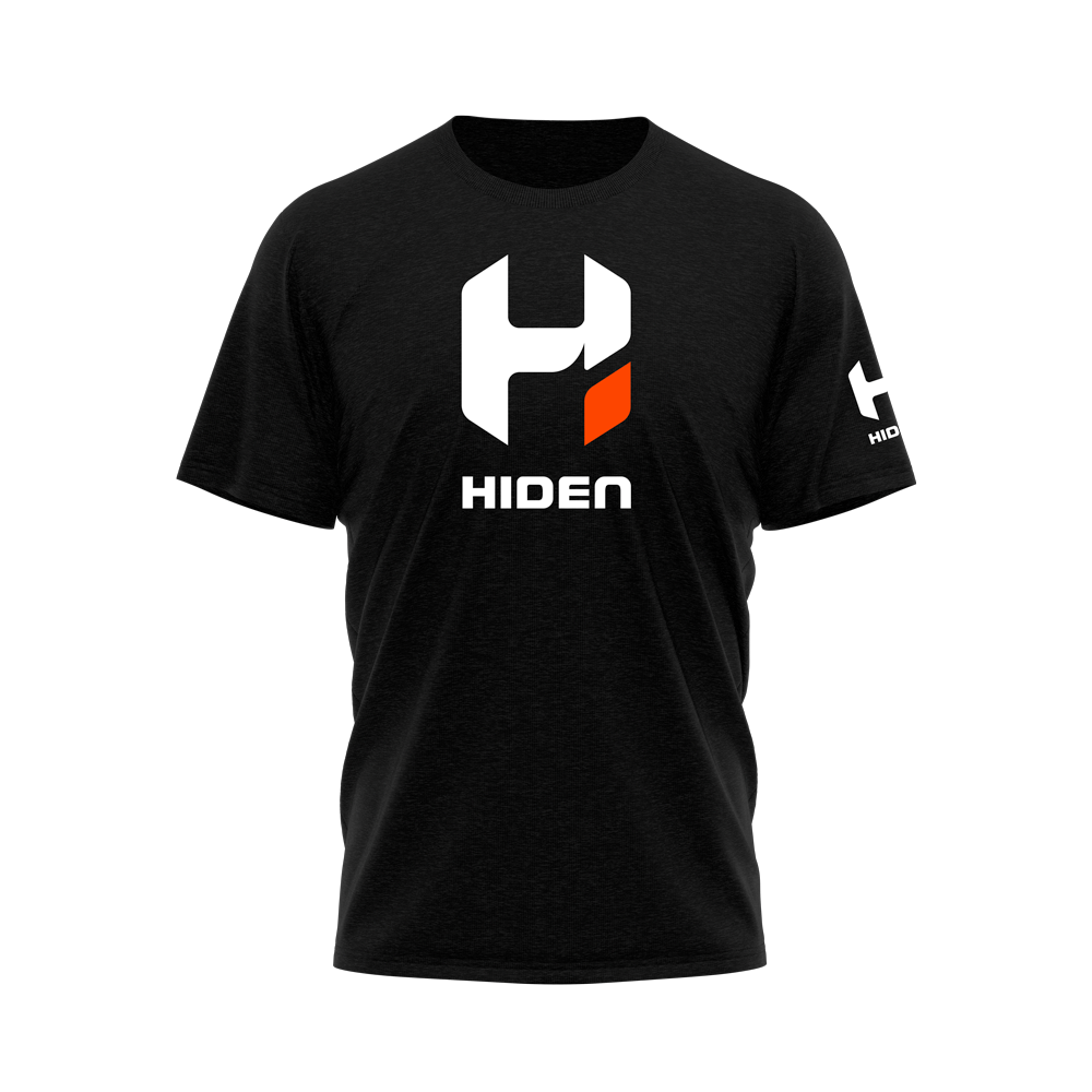 Hiden Black with White HIDEN Logo 50/50 Blend T Shirt