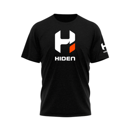 Hiden Black with White HIDEN Logo 50/50 Blend T Shirt