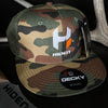 Hiden Olive/Woodland Camo Snap Back Flat Bill Hat