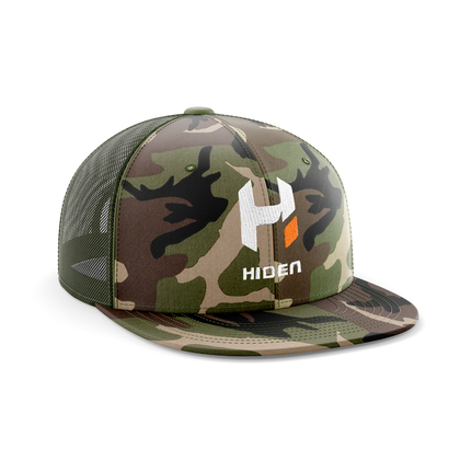 Hiden Olive/Woodland Camo Snap Back Flat Bill Hat